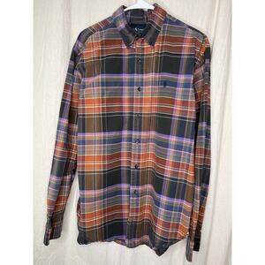 1990s Ralph Lauren Muted Rainbow Fall Harvest Plaid Old Money Oxford Shirt L